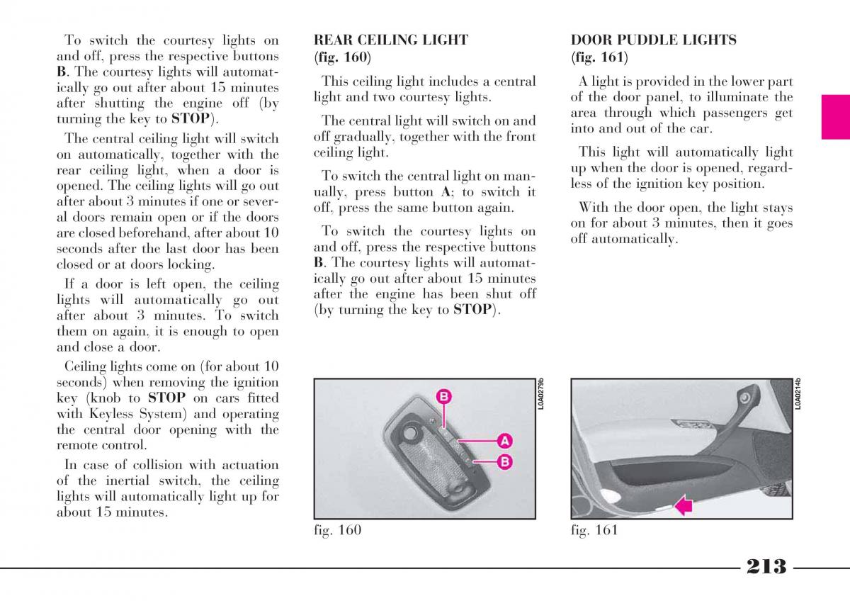 Lancia Thesis owners manual / page 214