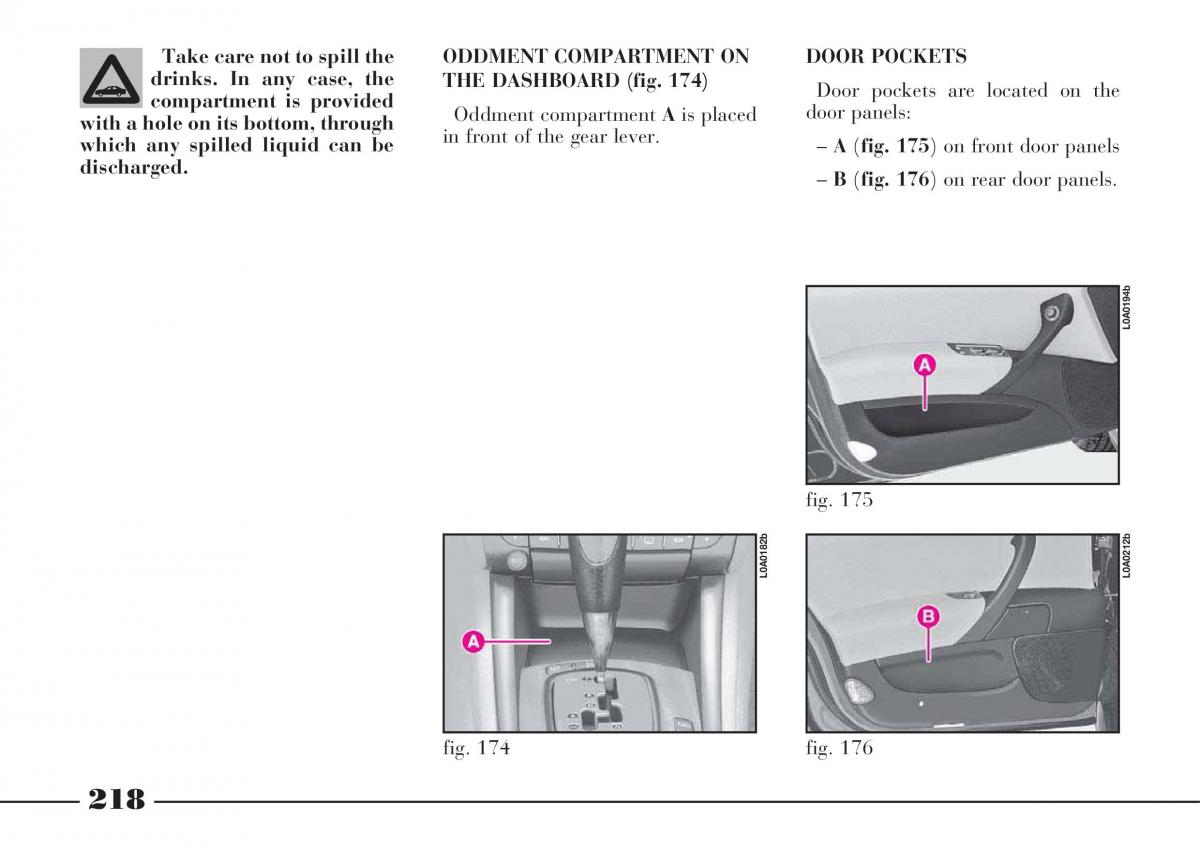 Lancia Thesis owners manual / page 219