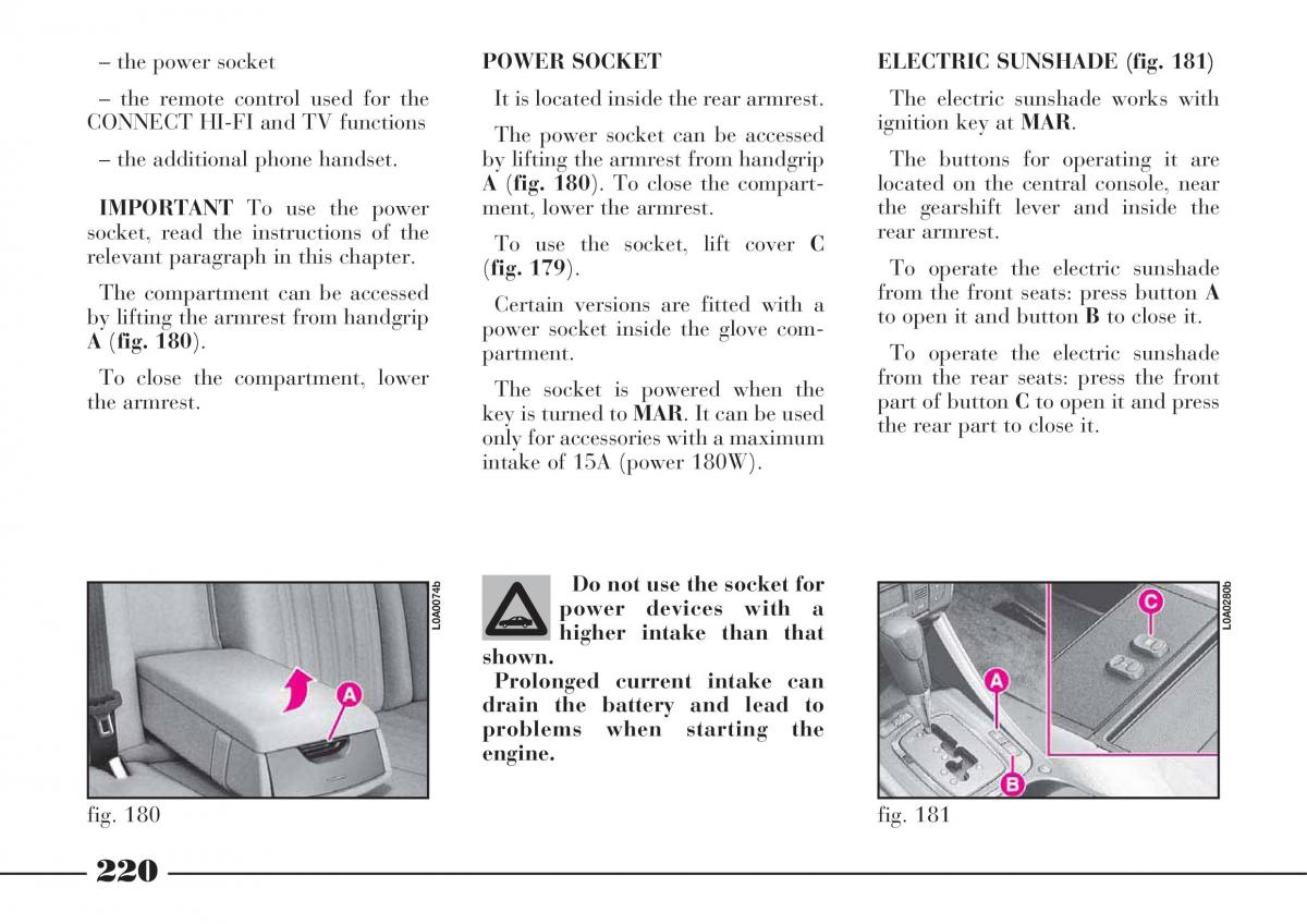 Lancia Thesis owners manual / page 221