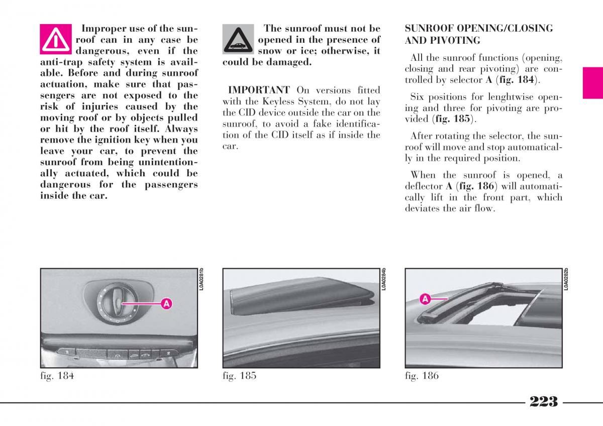 Lancia Thesis owners manual / page 224