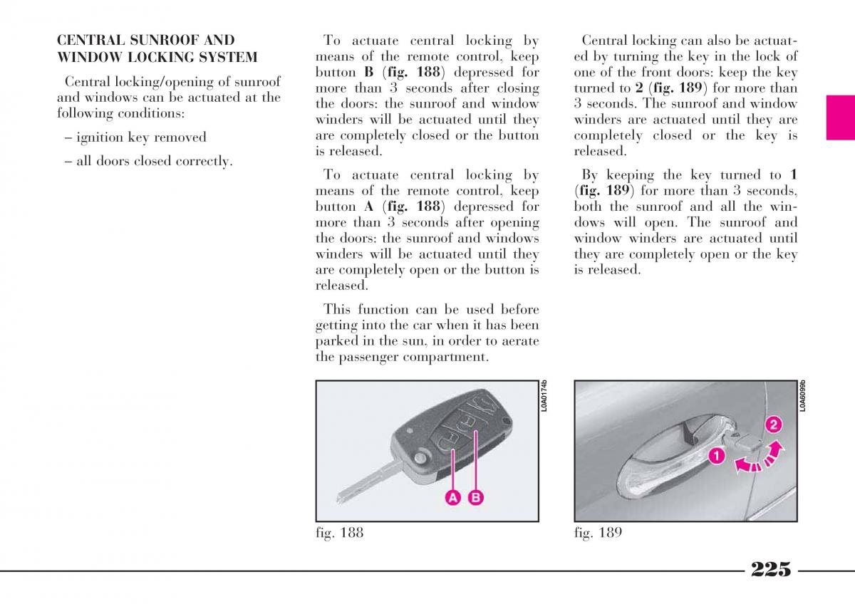 Lancia Thesis owners manual / page 226