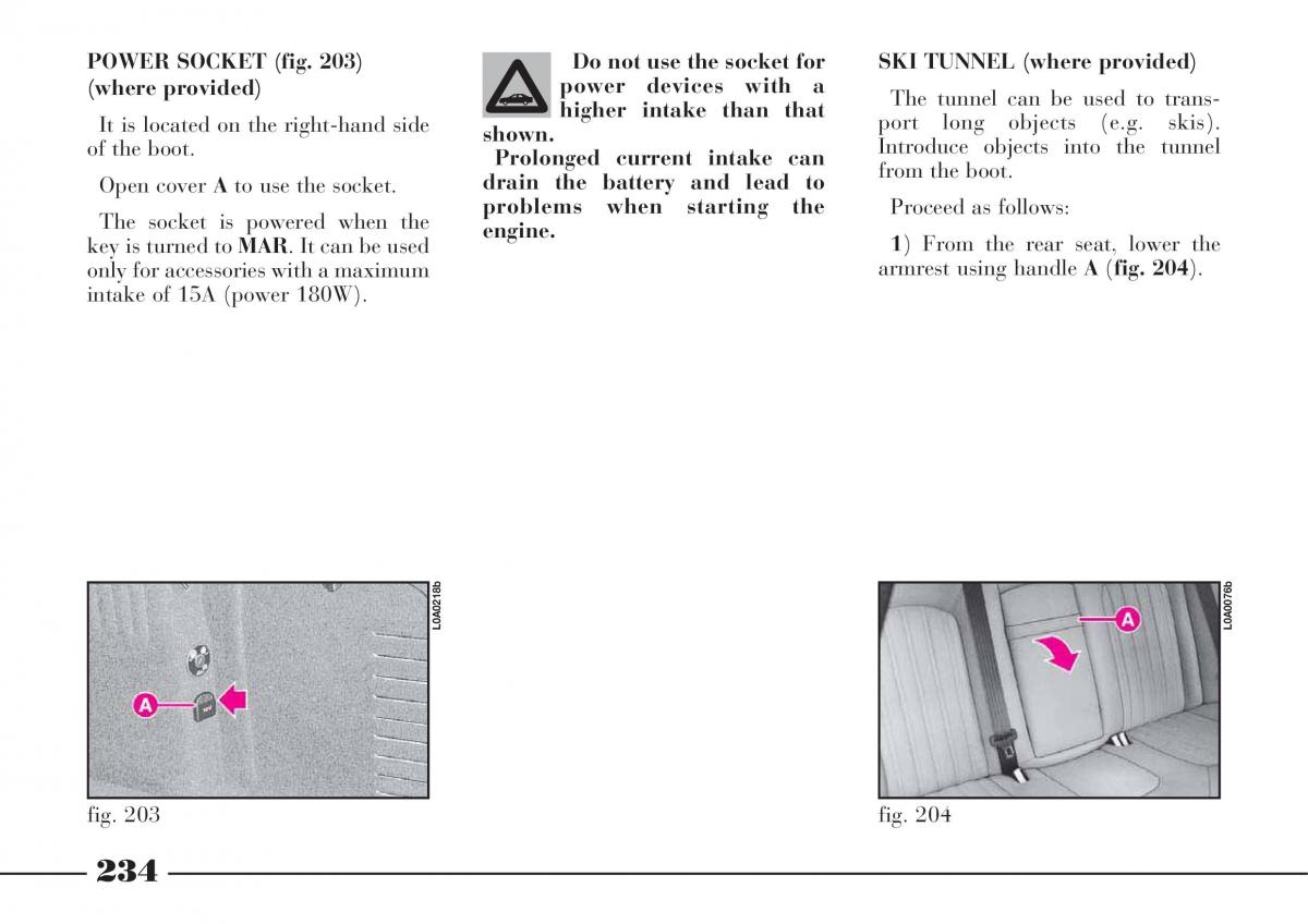 Lancia Thesis owners manual / page 235