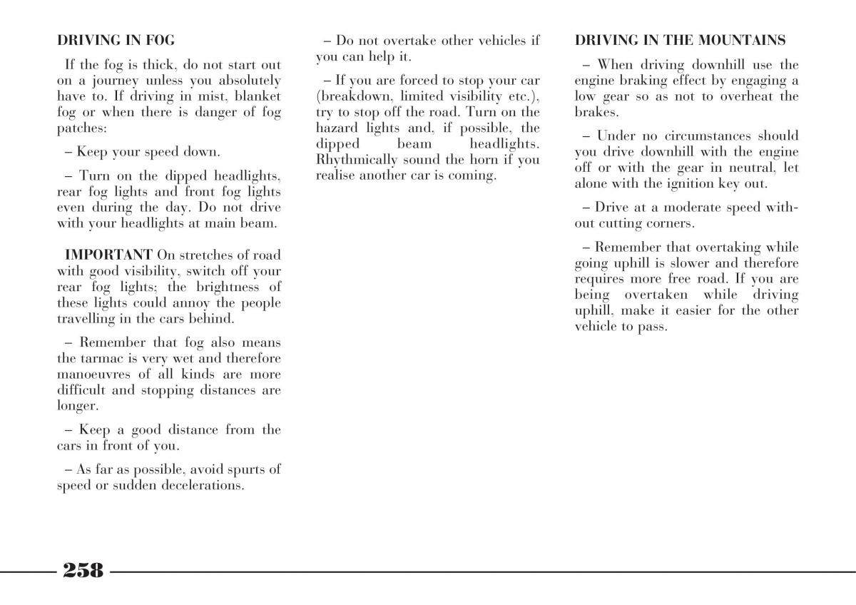 Lancia Thesis owners manual / page 259