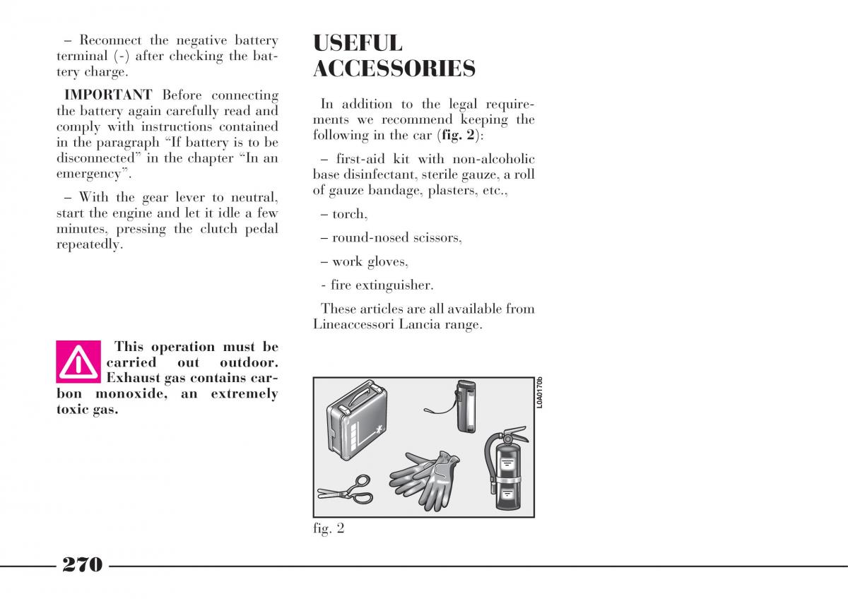 Lancia Thesis owners manual / page 271