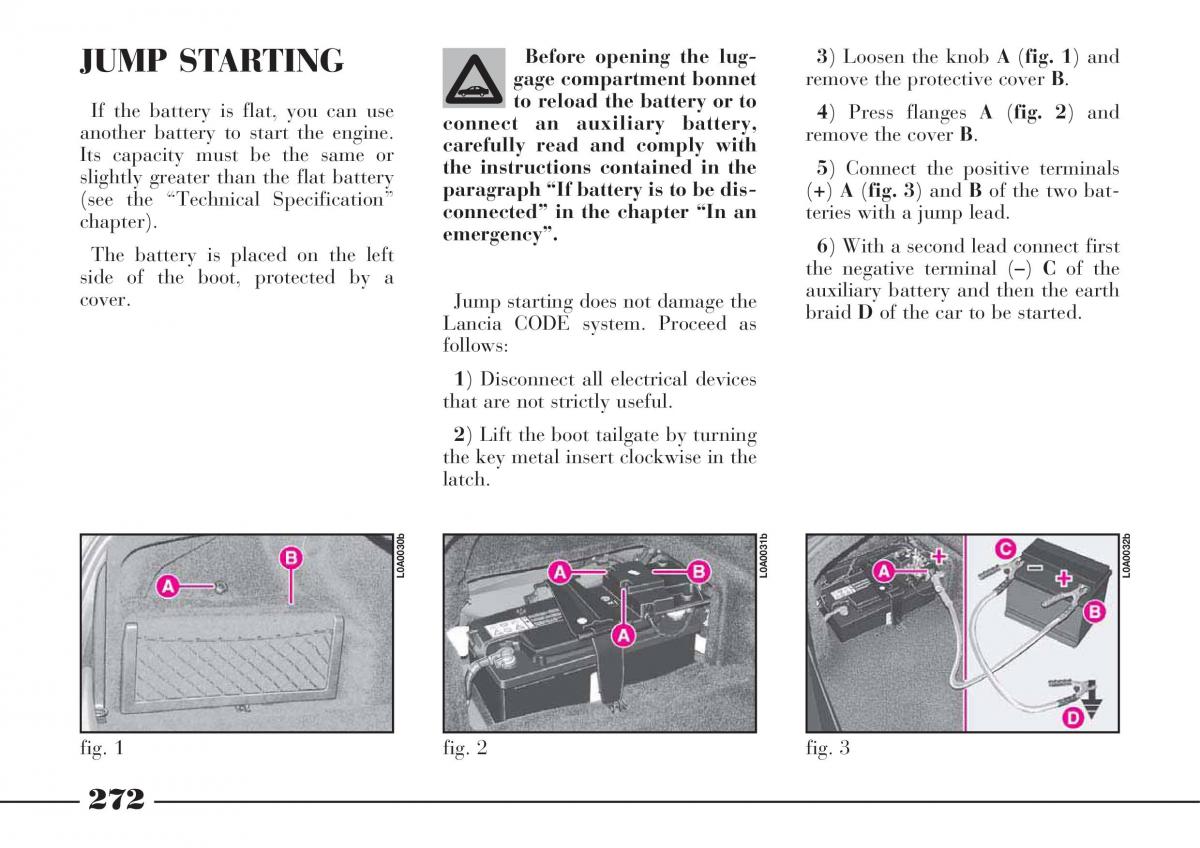 Lancia Thesis owners manual / page 273