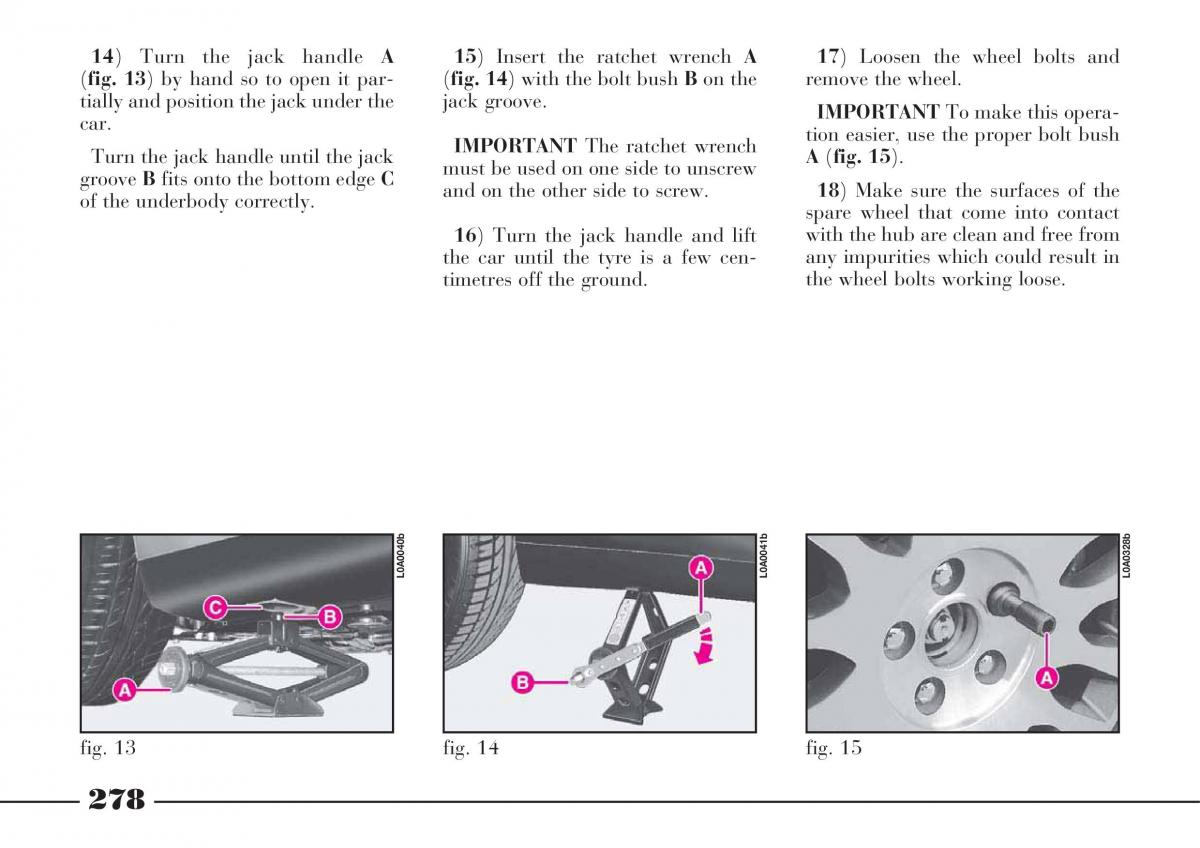 Lancia Thesis owners manual / page 279