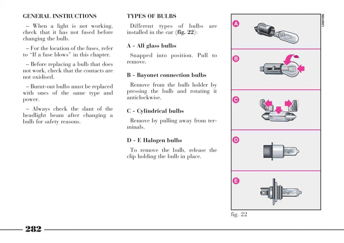 Lancia Thesis owners manual / page 283