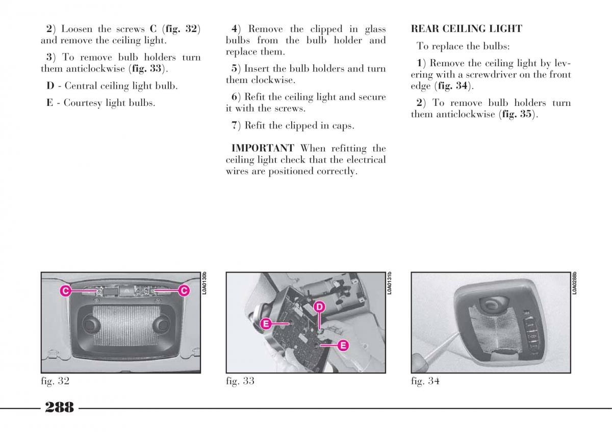 Lancia Thesis owners manual / page 289