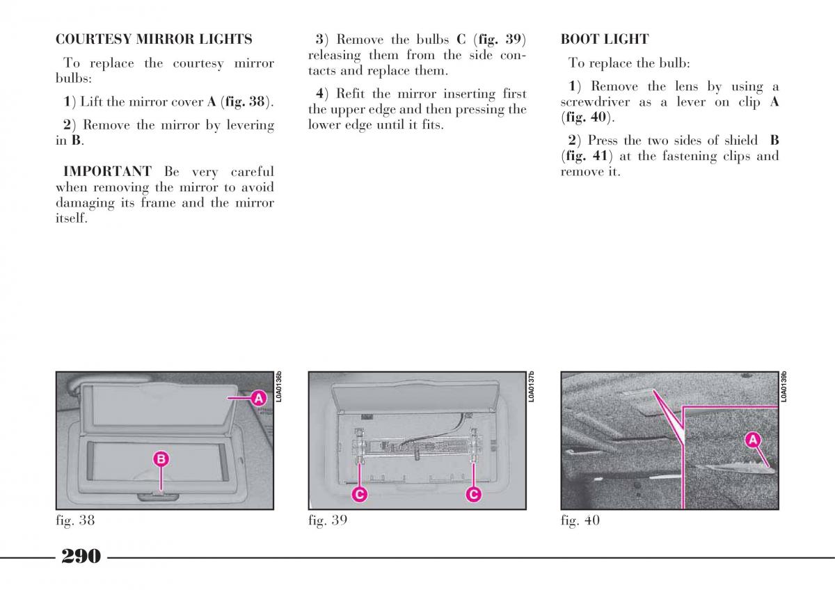 Lancia Thesis owners manual / page 291