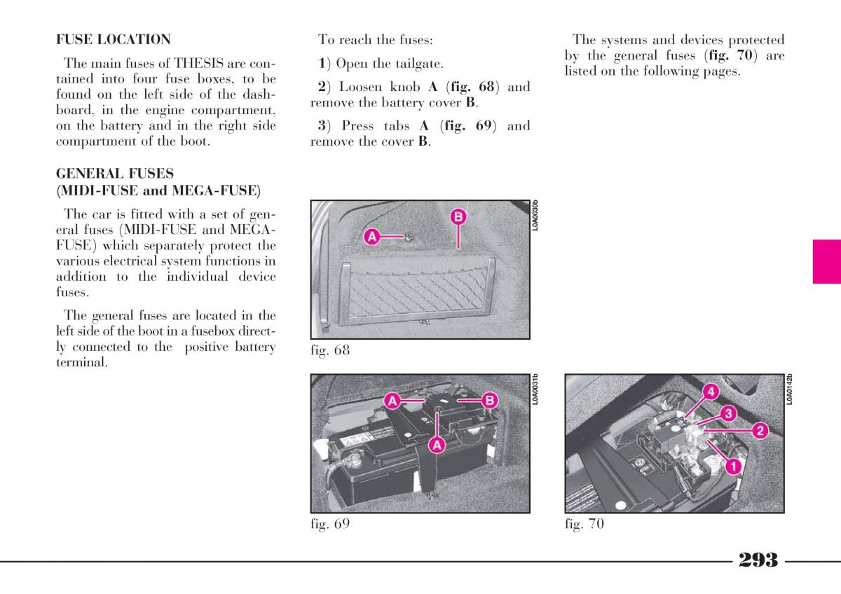 Lancia Thesis owners manual / page 294