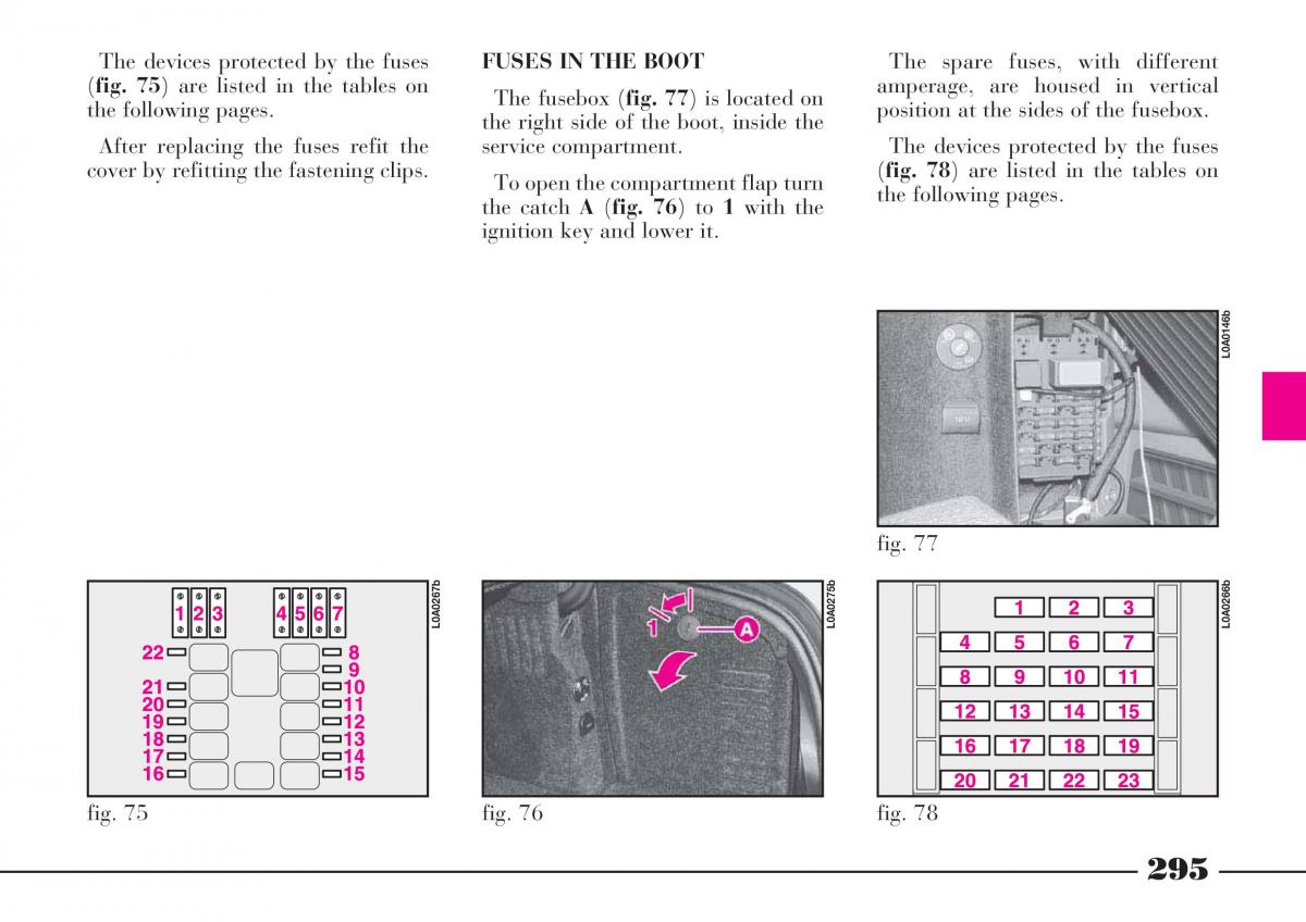 Lancia Thesis owners manual / page 296