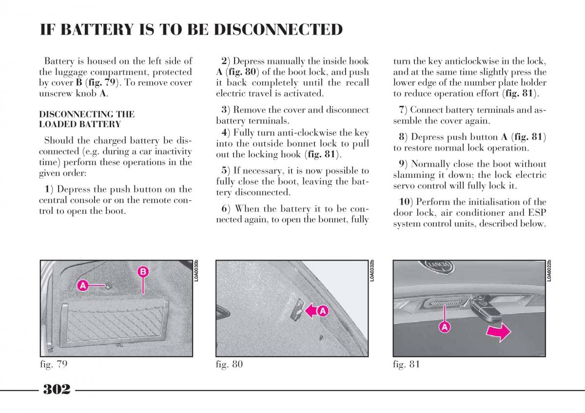 Lancia Thesis owners manual / page 303