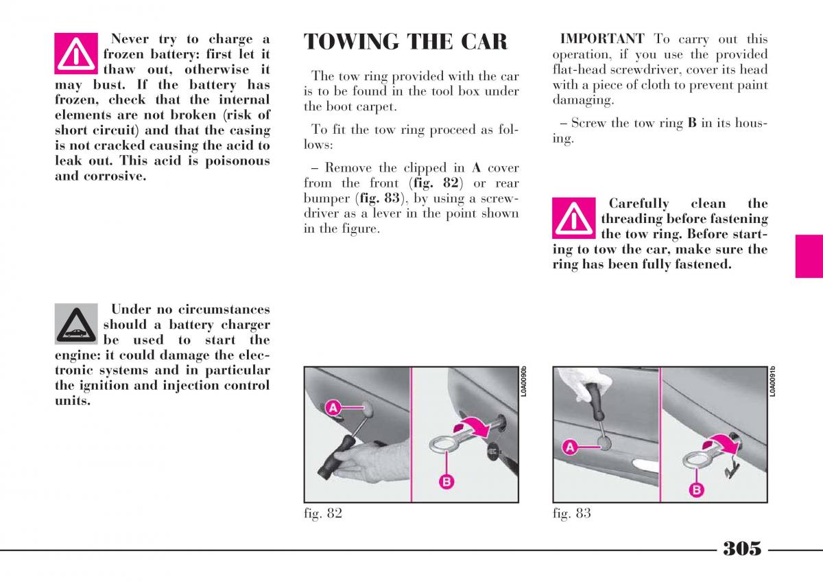 Lancia Thesis owners manual / page 306