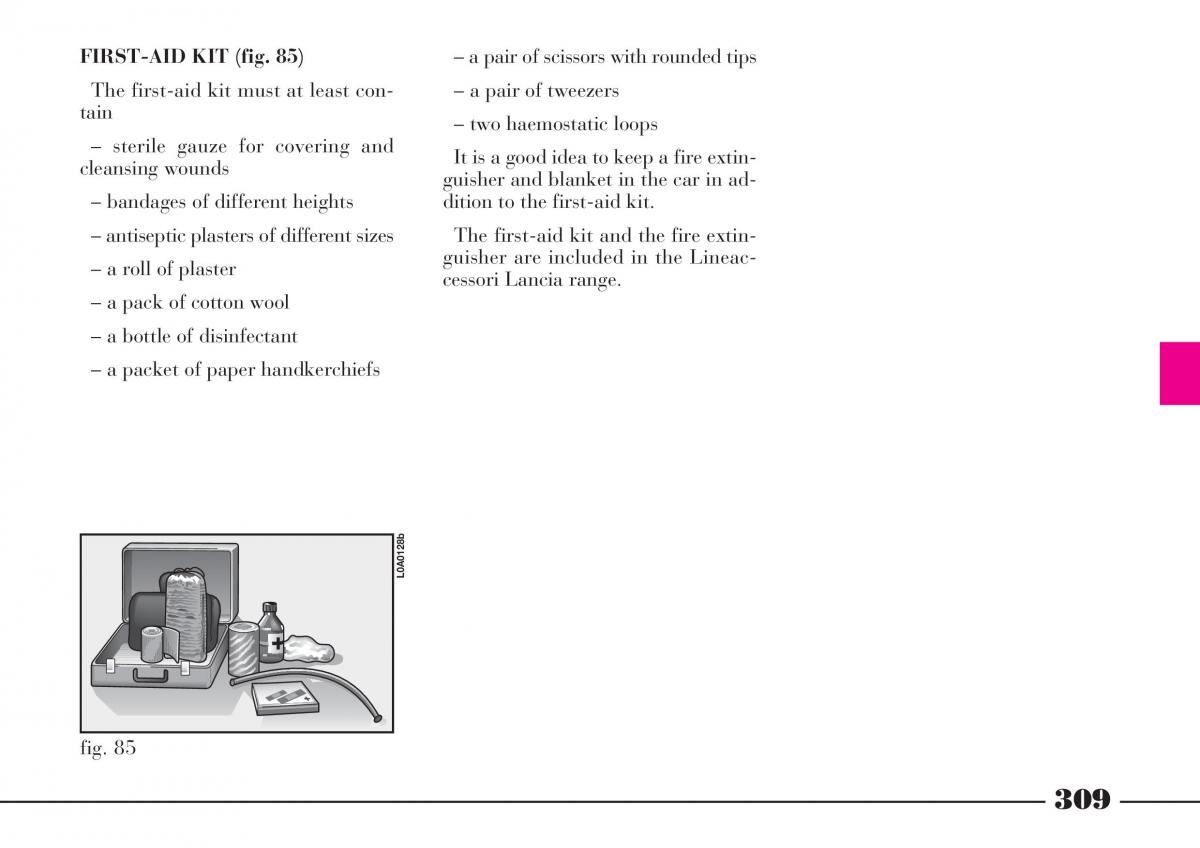 Lancia Thesis owners manual / page 310