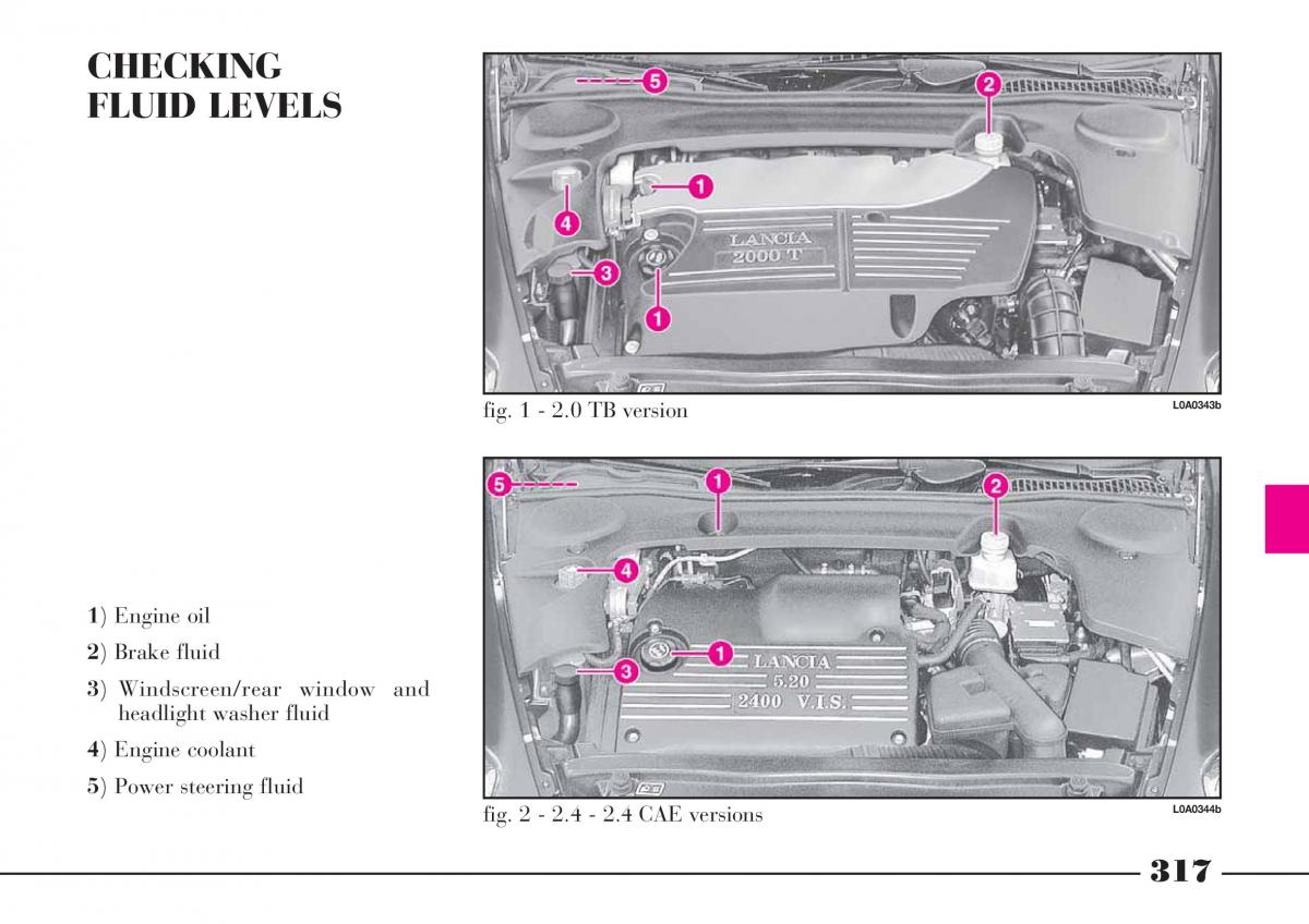 Lancia Thesis owners manual / page 318