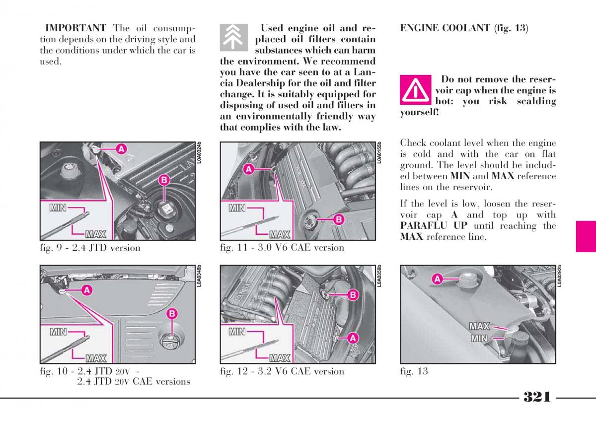 Lancia Thesis owners manual / page 322