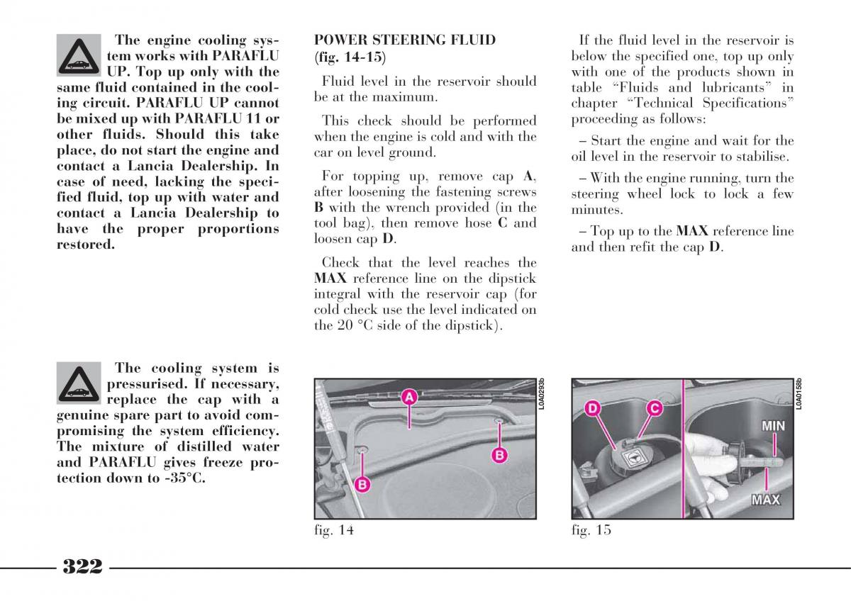 Lancia Thesis owners manual / page 323