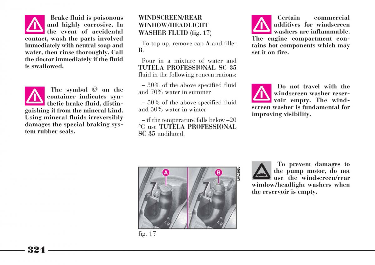 Lancia Thesis owners manual / page 325