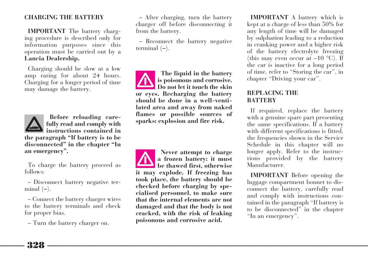 Lancia Thesis owners manual / page 329