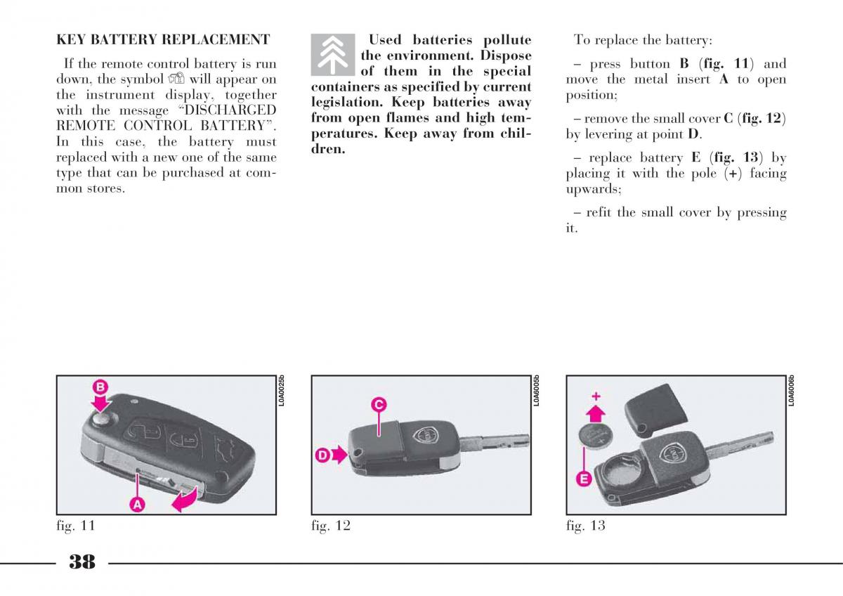 Lancia Thesis owners manual / page 39