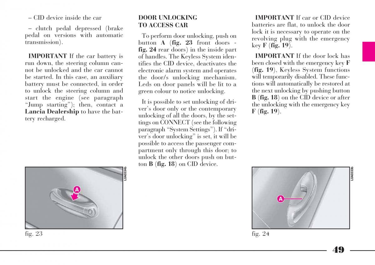 Lancia Thesis owners manual / page 50