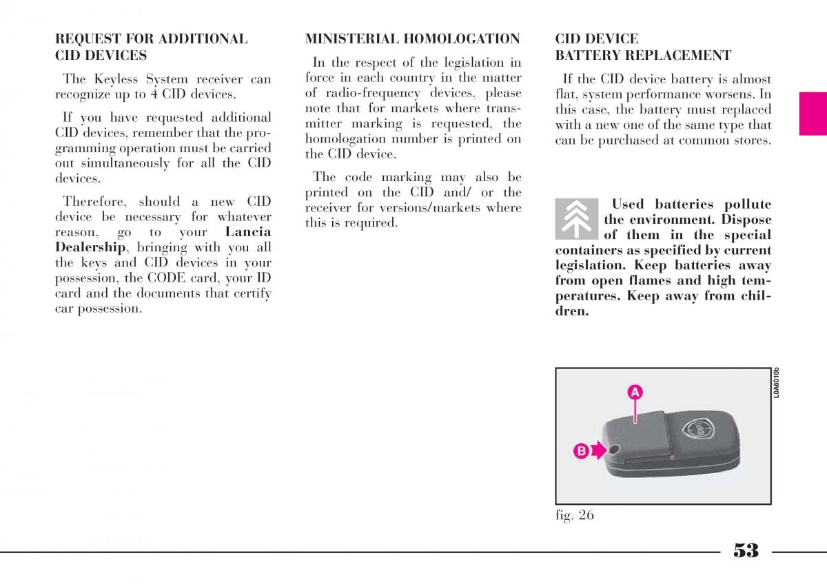 Lancia Thesis owners manual / page 54