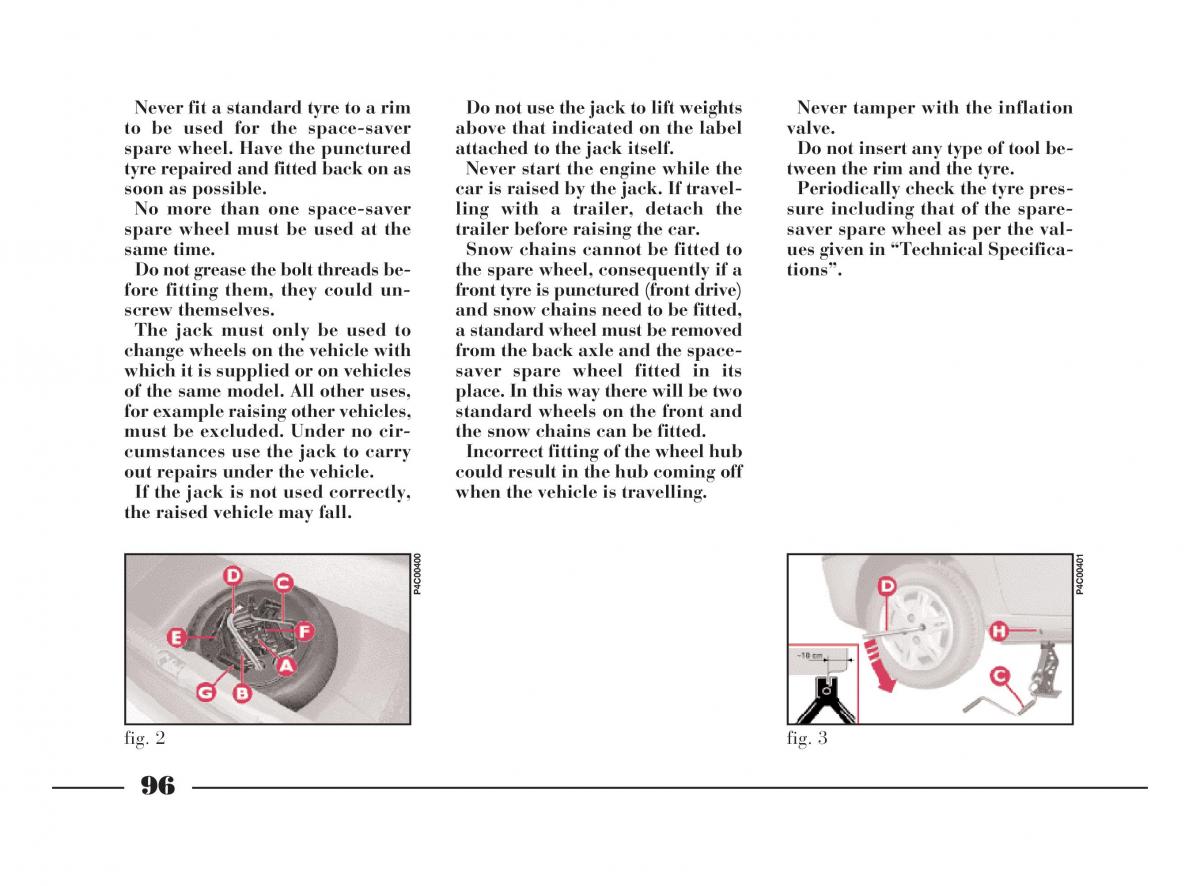 manual  Lancia Y owners manual / page 99