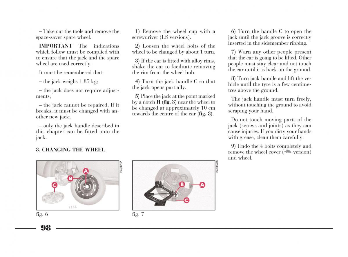 manual  Lancia Y owners manual / page 101