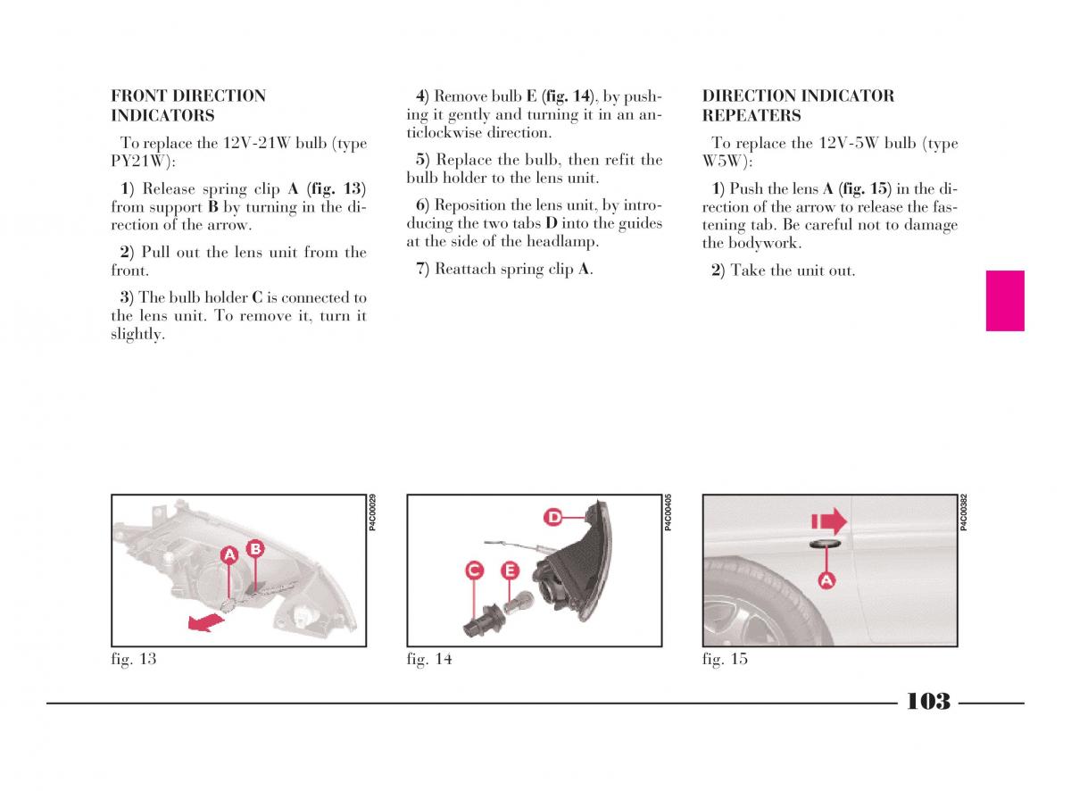 manual  Lancia Y owners manual / page 106