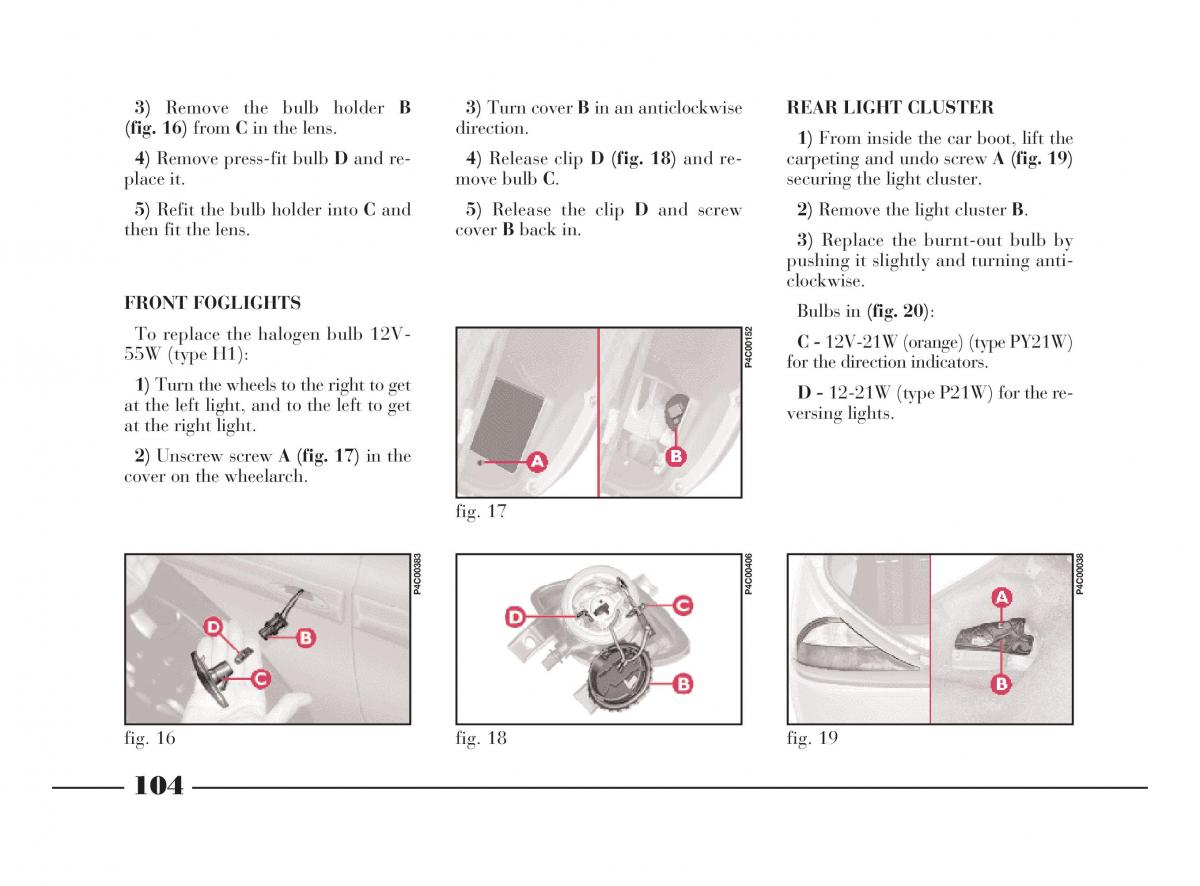 manual  Lancia Y owners manual / page 107