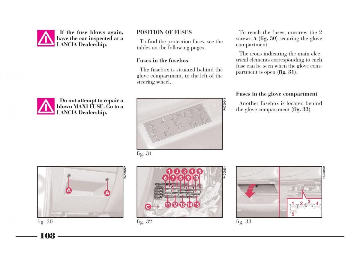 manual  Lancia Y owners manual / page 111