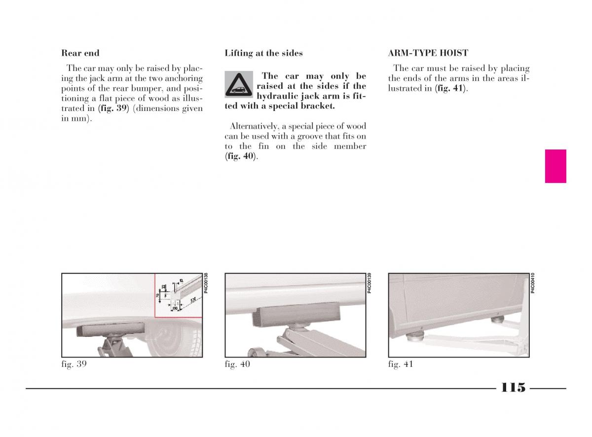 manual  Lancia Y owners manual / page 118