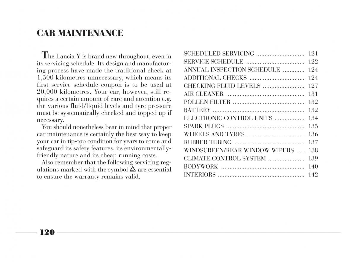 manual  Lancia Y owners manual / page 123