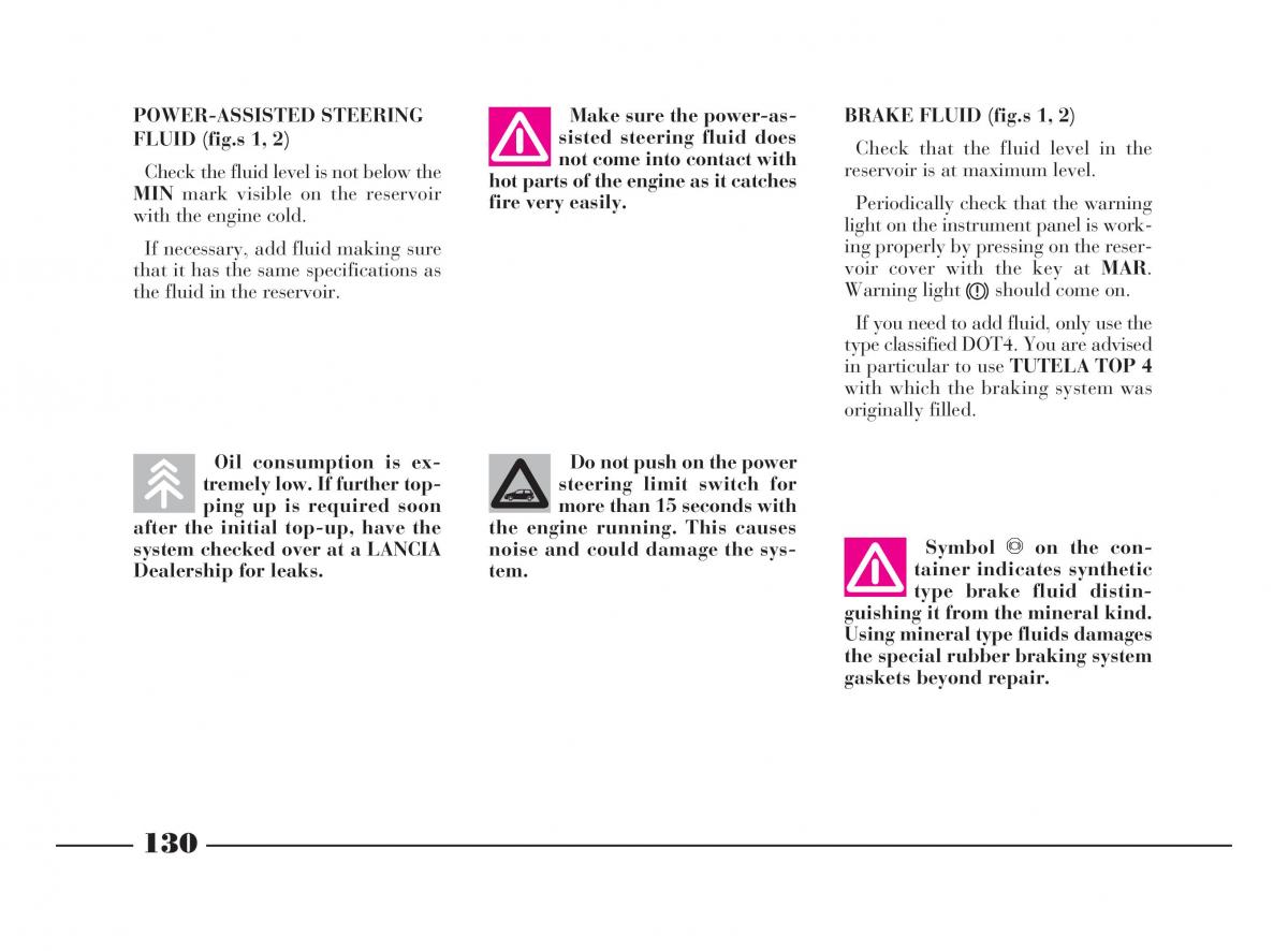 manual  Lancia Y owners manual / page 133