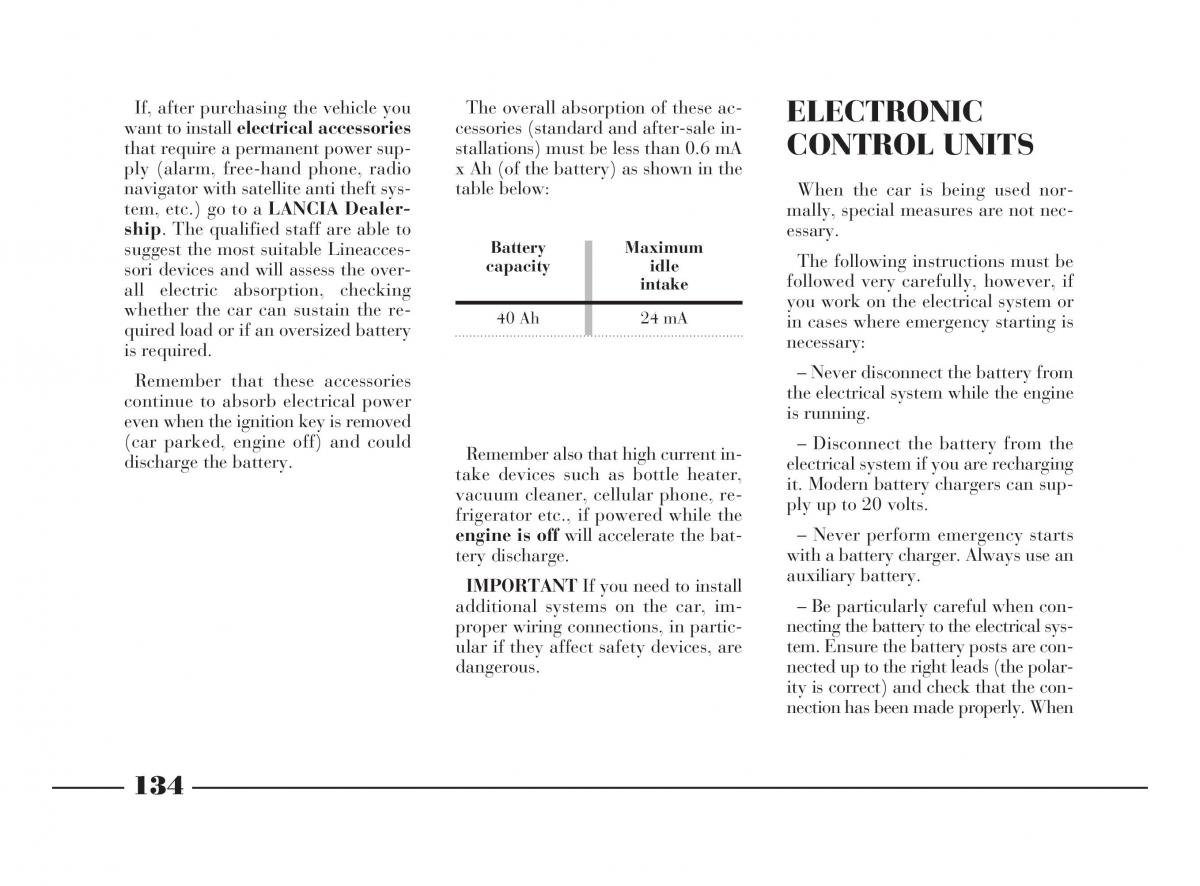 manual  Lancia Y owners manual / page 137