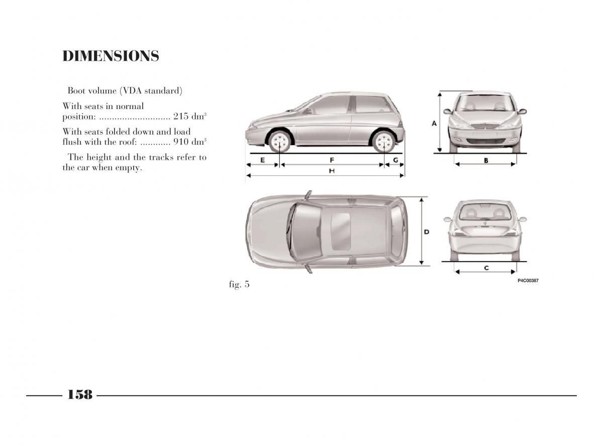 manual  Lancia Y owners manual / page 161