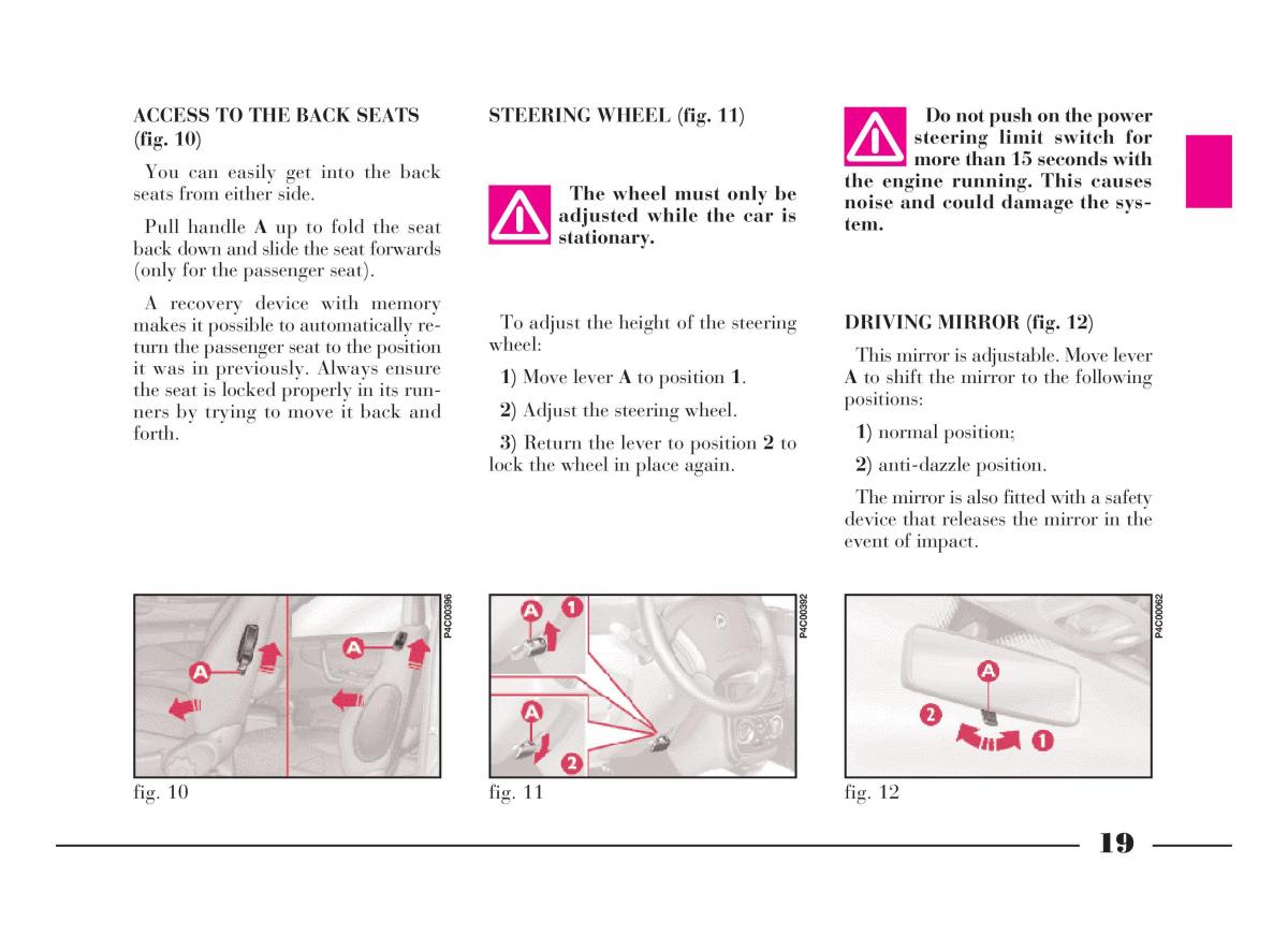 manual  Lancia Y owners manual / page 22