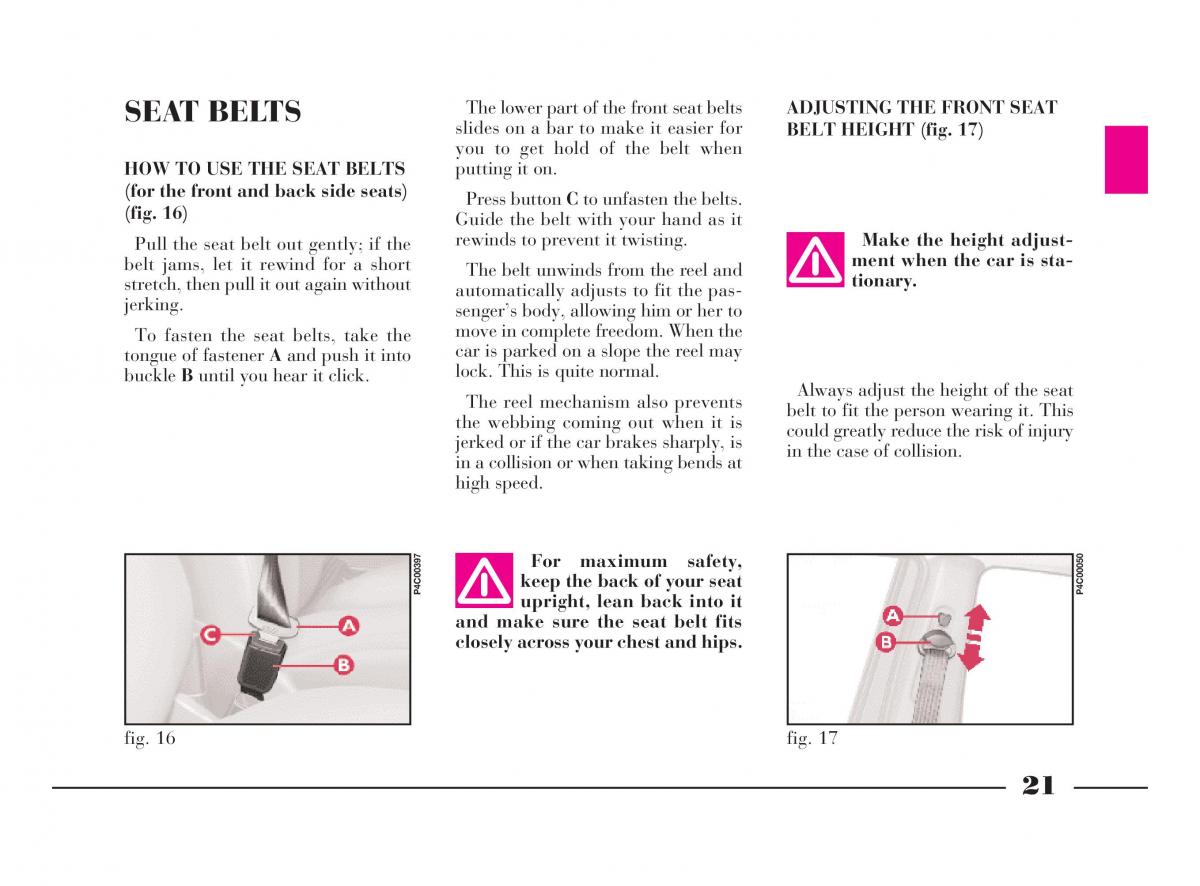 manual  Lancia Y owners manual / page 24