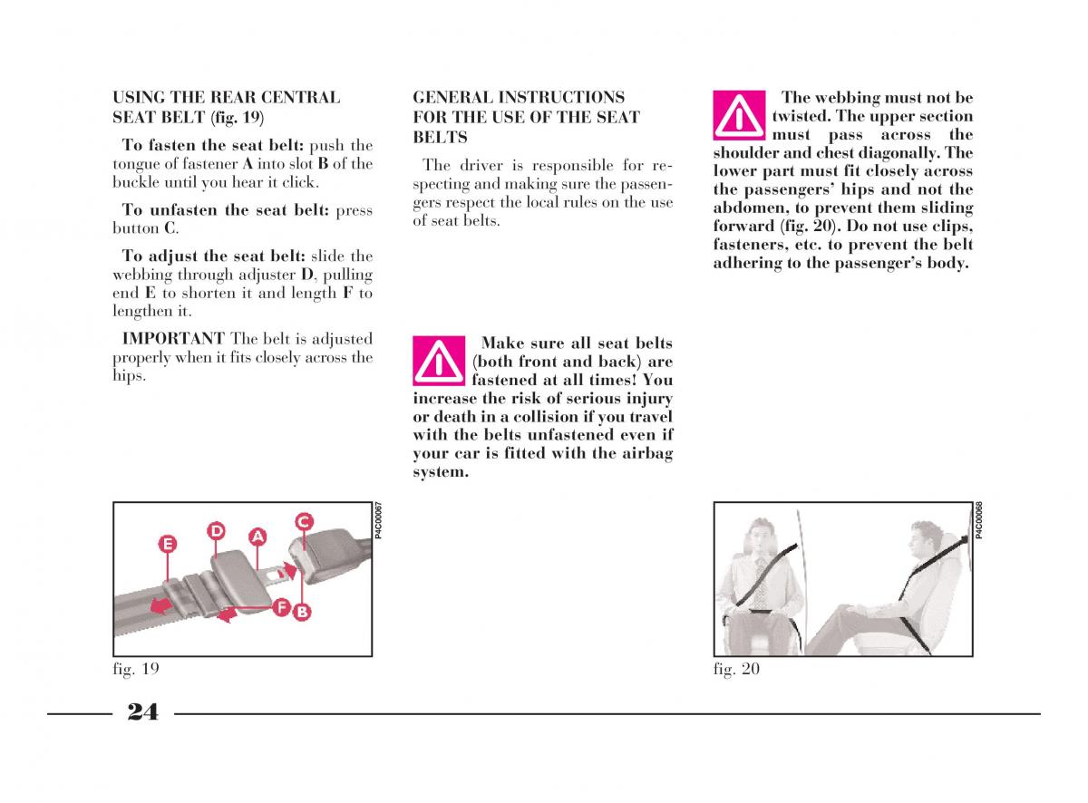 manual  Lancia Y owners manual / page 27