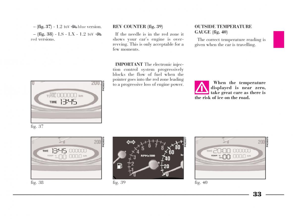 manual  Lancia Y owners manual / page 36