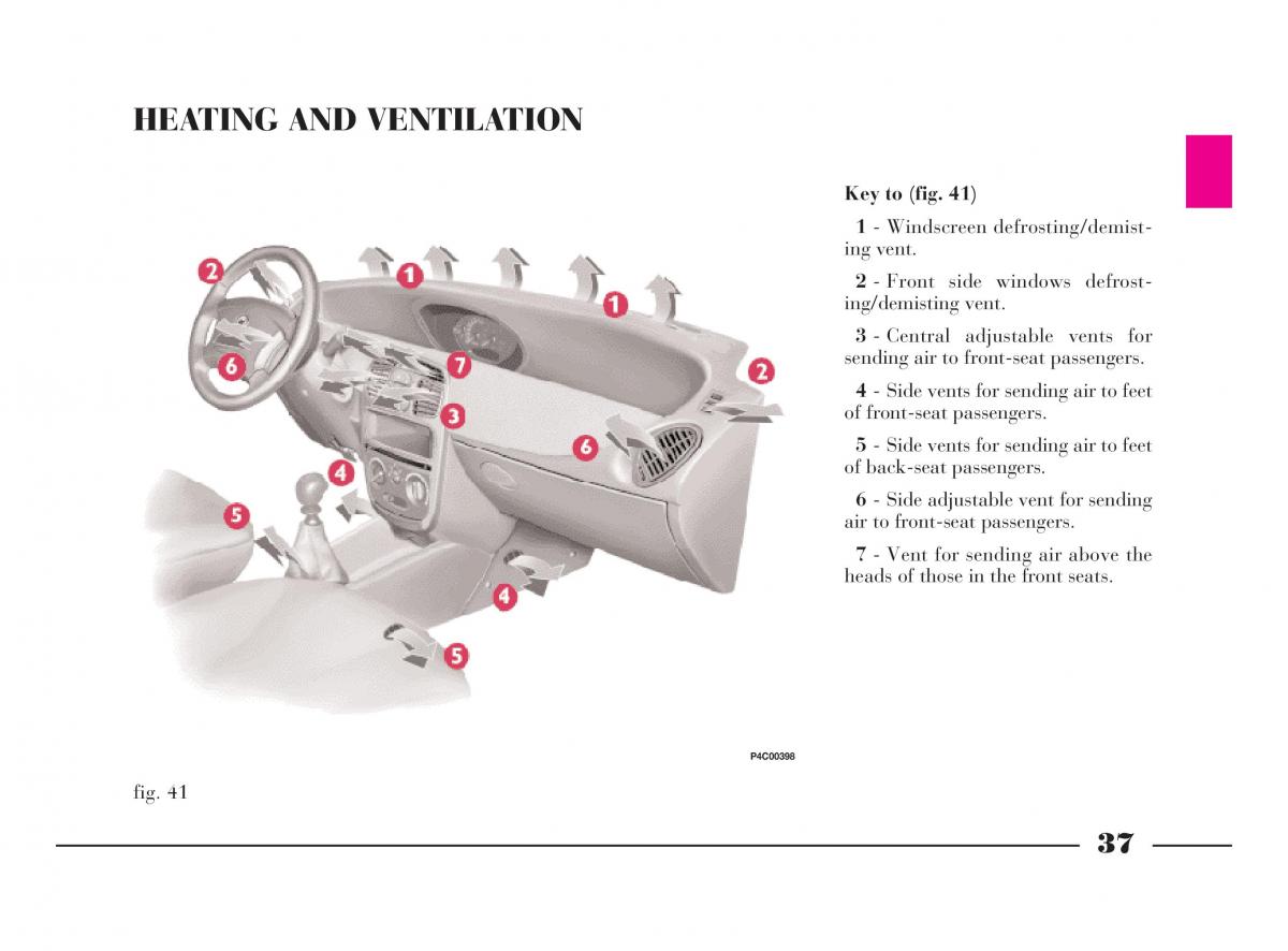 manual  Lancia Y owners manual / page 40