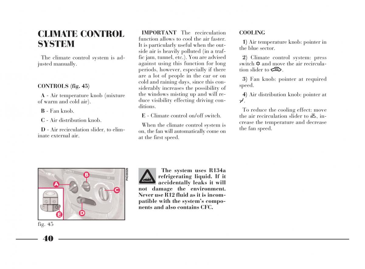 manual  Lancia Y owners manual / page 43