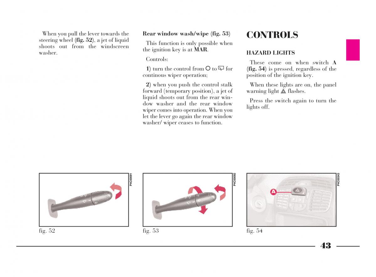 Lancia Y owners manual / page 46