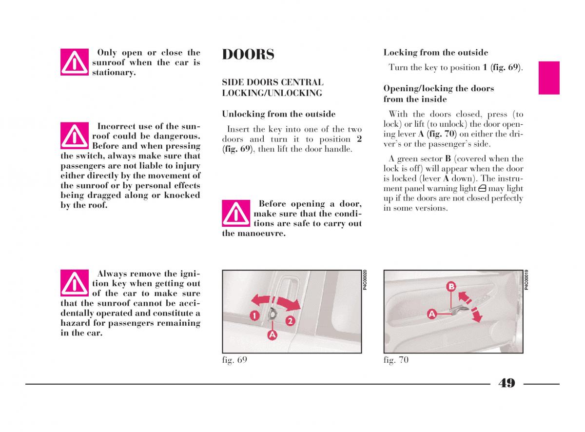 manual  Lancia Y owners manual / page 52