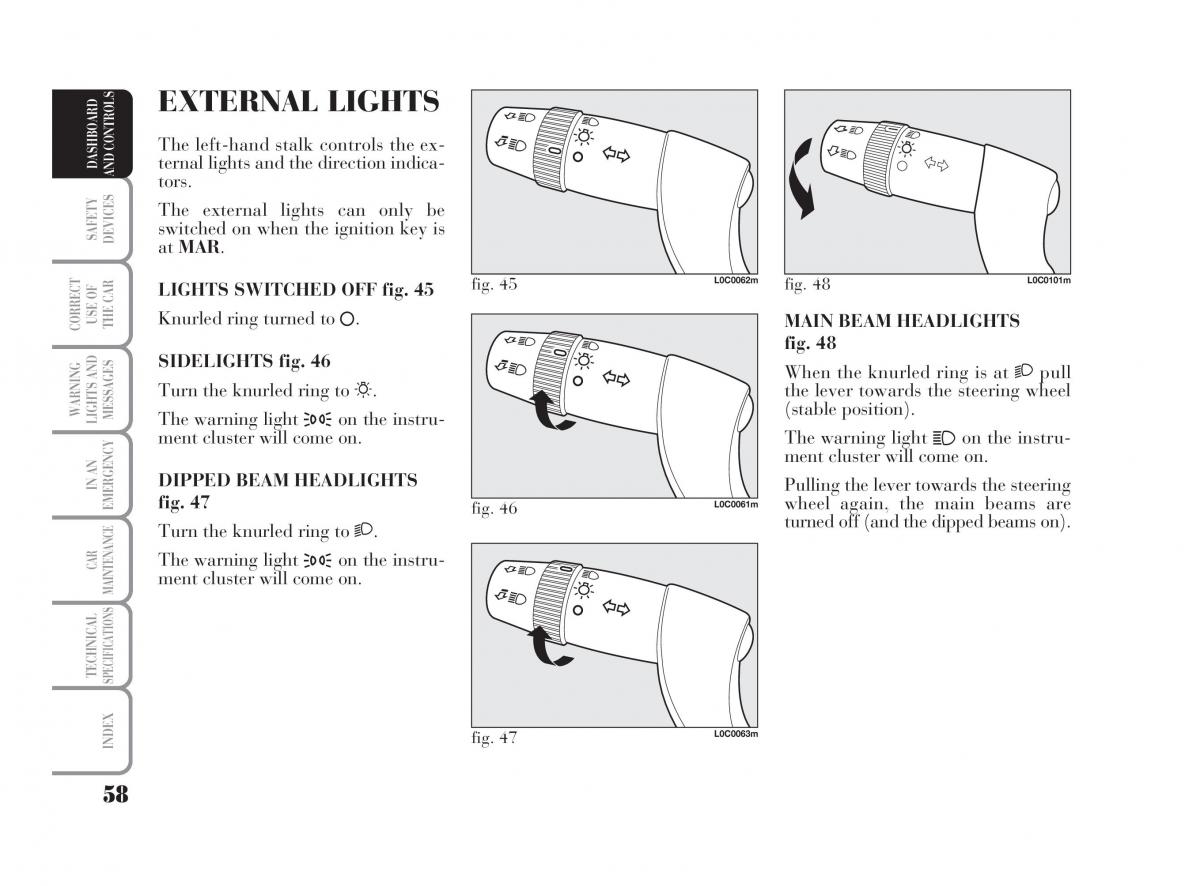 Lancia Ypsilon owners manual / page 59