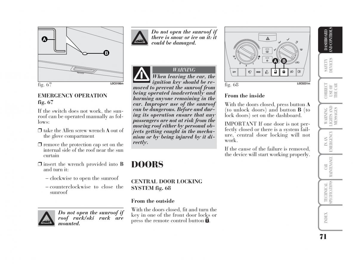 Lancia Ypsilon owners manual / page 72