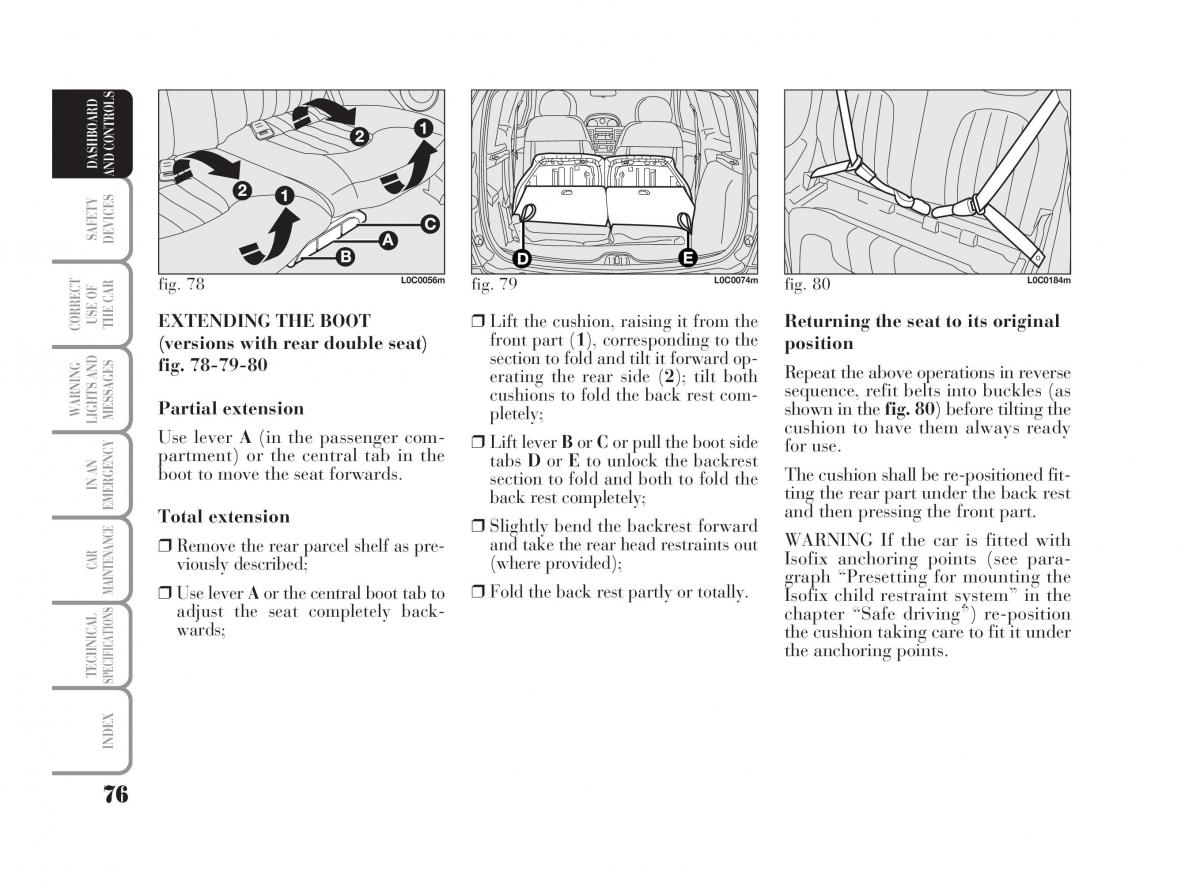 Lancia Ypsilon owners manual / page 77