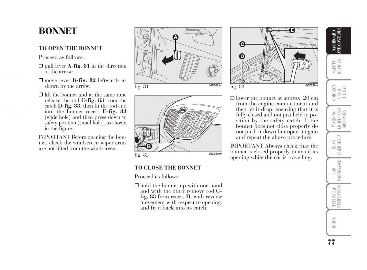 Lancia Ypsilon owners manual / page 78