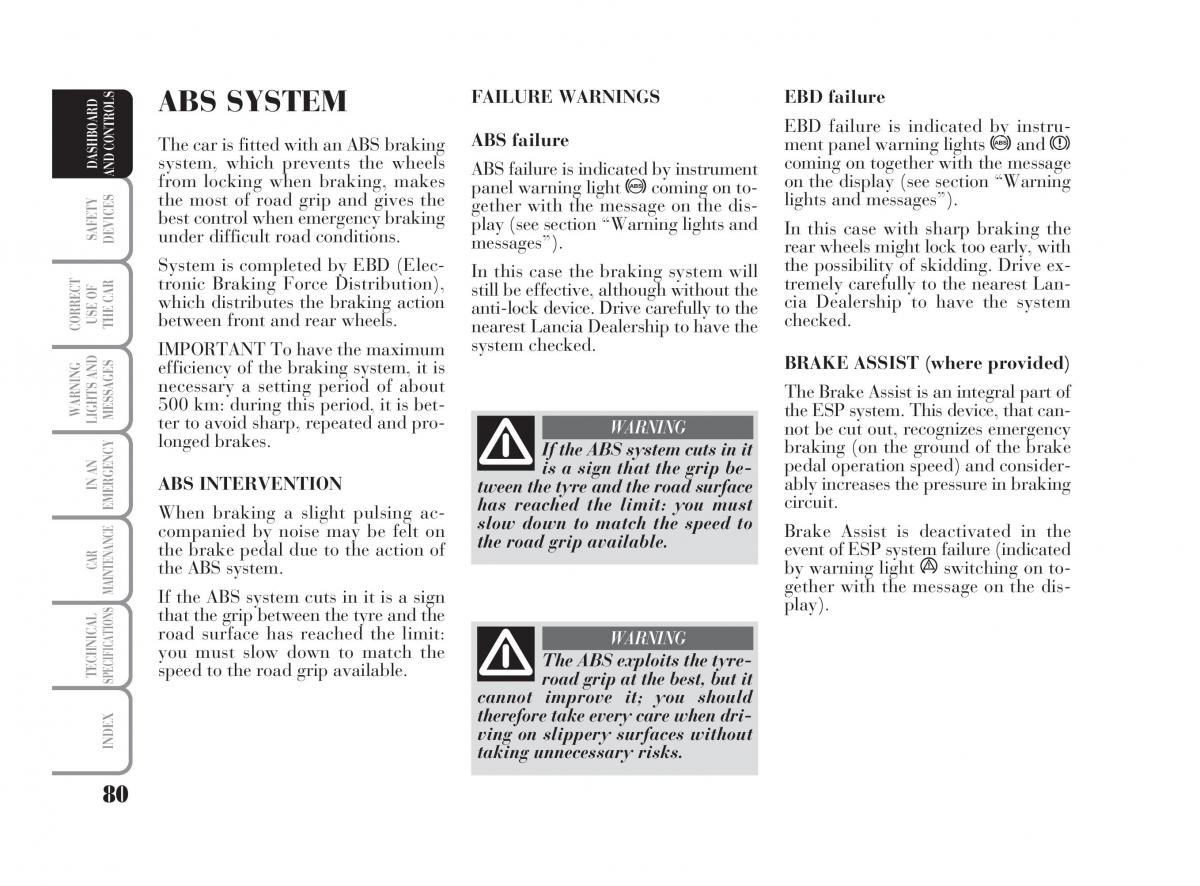 Lancia Ypsilon owners manual / page 81