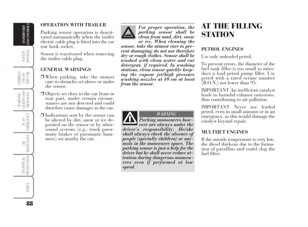 Lancia Ypsilon owners manual / page 89